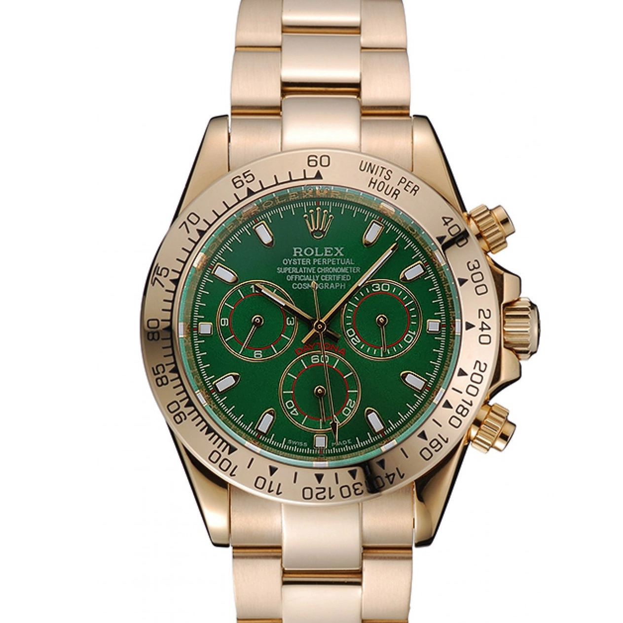 MiroTime 0813 Rolex Cosmograph Daytona Green Dial Gold Case And Bracelet 1454244
